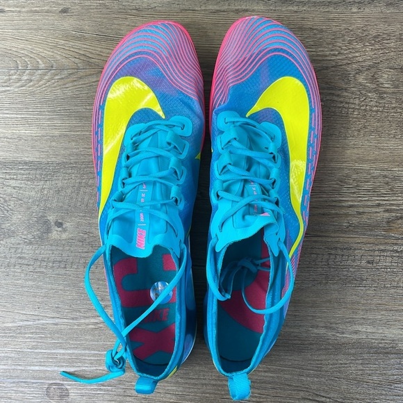 Nike Zoom Victory 5 XC Cross Country Track Spikes Lakeside Blue Yellow, Mens 12 - Picture 7 of 10